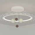 Modern Ring Shaped Ceiling Light With Crystal Decorations And Hanging Illuminated Balls 3d model