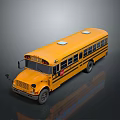 Yellow School Bus With Roof Hatches Side Windows Stop Sign And Side Door