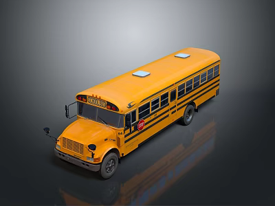 Yellow School Bus With Roof Hatches Side Windows Stop Sign And Side Door 3d model