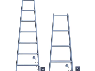 Portable Blue Household Ladders With Steps And Hooks For Home Use 3d model