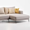 Modern Sectional Sofa With Neutral Tones And Patterned Pillows Metal Legs 3d model
