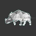 Realistic Indian Rhinoceros Standing Pose With Gray Skin On Black Background