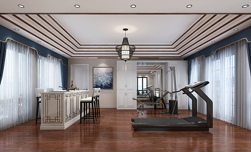 New Chinese Entertainment Room Video Room Gym 3d model