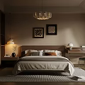 Warm Bedroom Interior Design Featuring Chandelier Wall Paintings Nightstand And Cozy Rug