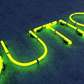 Green Neon Decorative Light With BOUTIQUE Text On Dark Blue Background