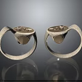 Dual Silver Smart Electronic Rings with Digital Buttons and Metal Design Features