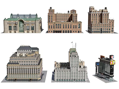 Various Architectural Styles of Office Buildings Exterior Design Models 3d model