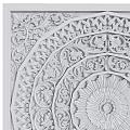 Intricate Decorative Panel with Circular Center and Layered Patterns in Light Wood and Beige
