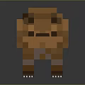 Pixelated Brown Bear 3D Rendering In Pixel Art Style With Blocky Design And White Claws