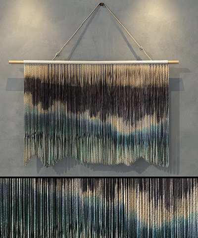 Modern Shower Sauna Interior Design With Steam Shower And Woven Tapestry Decor 3d model