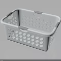 Durable White Plastic Perforated Storage Basket With Handles For Home Organization 3d model