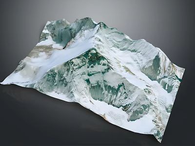 Garden Landscape Design With Mountain Terrain Green Vegetation And Snowy Areas 3d model
