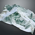 Garden Landscape Design With Mountain Terrain Green Vegetation And Snowy Areas