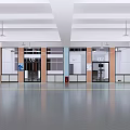 Modern Spacious Office Interior With Open Layout Glass Partitions And Numbered Doors