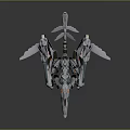 Mechanical Creature Character with Multiple Wings Mechanical Legs White Body Blue And Orange Details