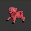 Pink Inflatable Pig Toy With Black Hooves And Blue Eyes For Kids Play