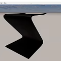 Modern Sleek Black Z Shaped Stool With Smooth Metallic Finish And Contemporary Design