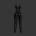 Women's Black Fitted Bodysuit With Spaghetti Straps And Cutout Waist Design