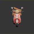 Pink Scooter With Cute Cartoon Patterns Carrying Stacked Pizza Delivery Boxes