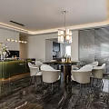 Modern Living And Dining Room Interior With Sofa Set TV Wall And Decorative Lighting