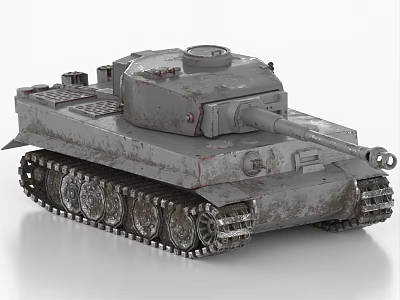 Armored Military Tank With Metal Tracks Long Cannon And Armor Plates 3d model