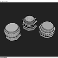 Three Octagonal Textured Stone Household Decorative Bases with Detailed Surfaces 3d model