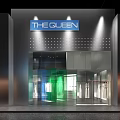 Modern Clothing Store Interior Design With Transparent Display Cases Blue Green Partitions And Hanging Clothes