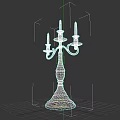 Vintage Golden Candelabra With Three Candle Holders And Carved Base Design