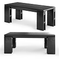 Modern Black Wooden Coffee Table With Geometric Leg Structure And Minimalist Contemporary Design