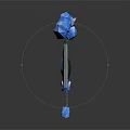 Blue Crystal Magic Weapons With Sword Shield Staff and Shiny Decorations 3d model