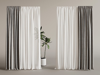 Modern Fabric Curtain Gauze Curtain Living Room Bedroom Curtain Phantom Yarn Set Height Fabric Curtain 3d model