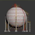 Industrial Spherical Storage Tank With Support Structure Ladder And Pipes For Industrial Applications