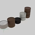 Modern Round Side Tables in Brown Beige Black with Minimalist Design and Metal Legs