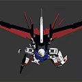 White Blue Red Gundam Model With Red Wings Sword And Shield