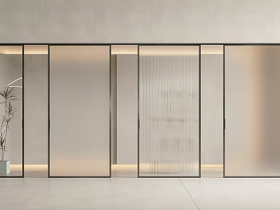 Modern Sliding Glass Doors With Frosted Panels For Interior Space Divider 3d model
