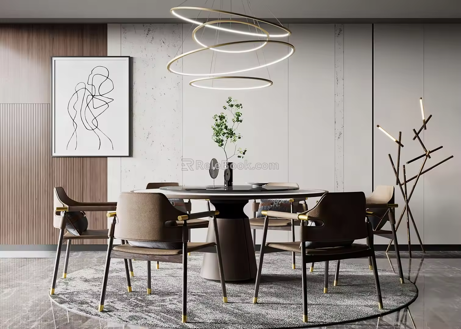 modern dining table and chair 3d model