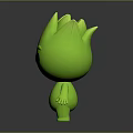 Green Game and Movie Character With Flame Shaped Head Black Eyes Cute Design