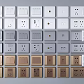 Modern Electrical Switch Panels With Various Styles Colors Sockets And Digital 3d model