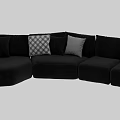 Dark Colored Modular Sofa With Orange White Checkered Gray Cushions And Modern Design 3d model