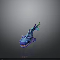 Vibrant Mythical Sea Creature 3D Model With Blue Purple Shiny Scales And Spiked Tail