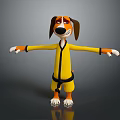Cartoon Dog Character In Yellow Outfit With Arms Outstretched For Game Or Film