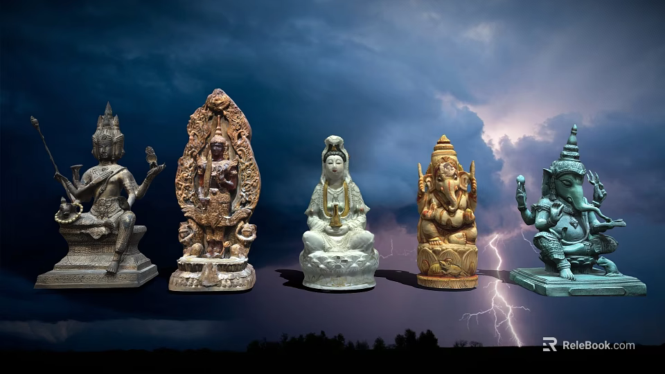 Traditional Cultural Sculpture Carving Featuring Various Religious Figures And Intricate Artistic Details 3d model 