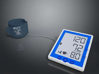 Digital Wrist Blood Pressure Monitor With Clear Display And Heart Icon 3d model