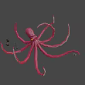 Pink Octopus Game Character With Yellow Eyes Green Edge Tentacles And Gears Anchor