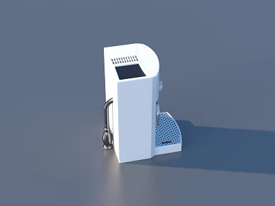 Stylish Sleek White Compact Modern Appliance With Digital Screen And Drip Tray 3d model