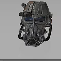 Rusted Mechanical Metallic Helmet With Goggles Pipes Rivets And Industrial Details