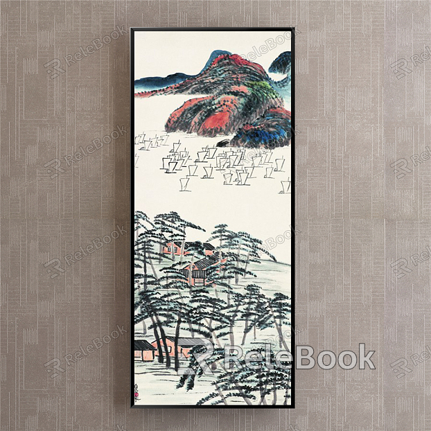 New Chinese Landscape Painting Green Study Landscape model