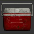 Red And White Worn Cooler With Handle And Lid For Storage