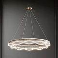 Modern Circular Chandelier With Wavy Transparent Design And Metal Frame Lighting