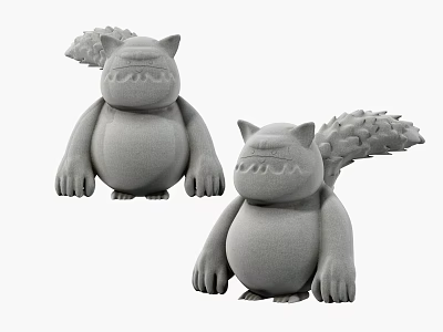 Two Adorable Gray Plush Toys with Big Tail Round Body and Sturdy Limbs 3d model